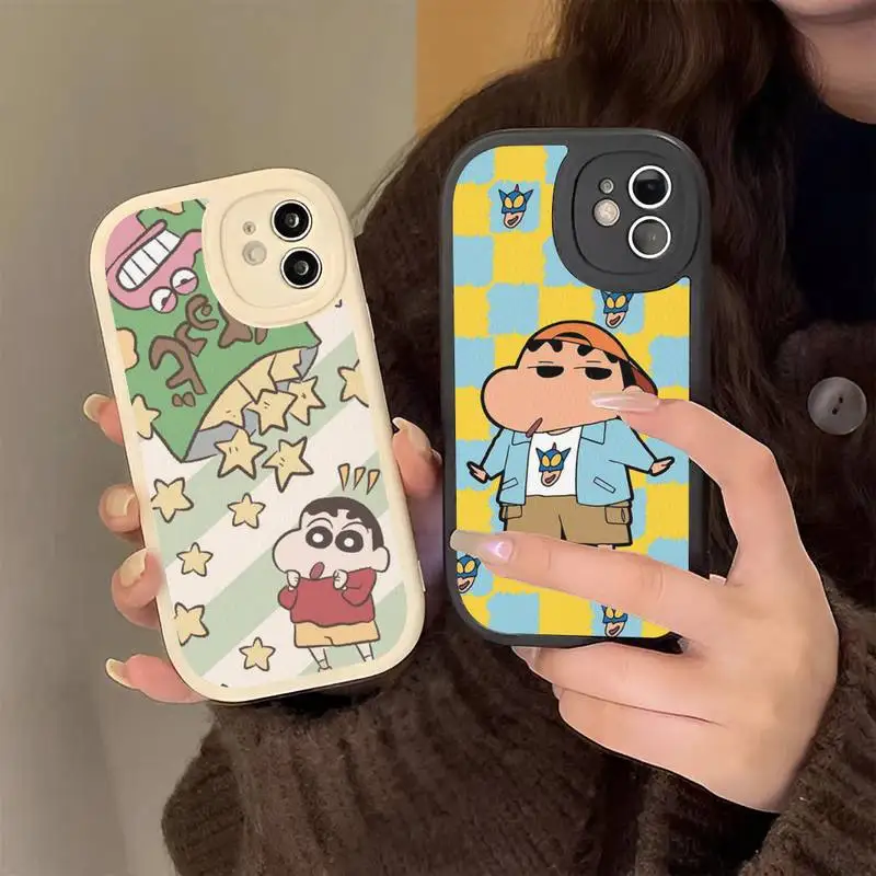 

Anime Cartoon C-Crayon Shin-chans Phone Case Hard Leather Case for iPhone 13 12 Mini 11 14 Pro Max Xs X Xr 7 8 Plus 6 6s Se