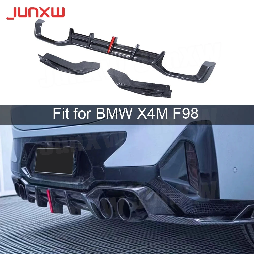 Задний диффузор из углеродного волокна с разветвителями для BMW X4M F98 2022 + FRP задний