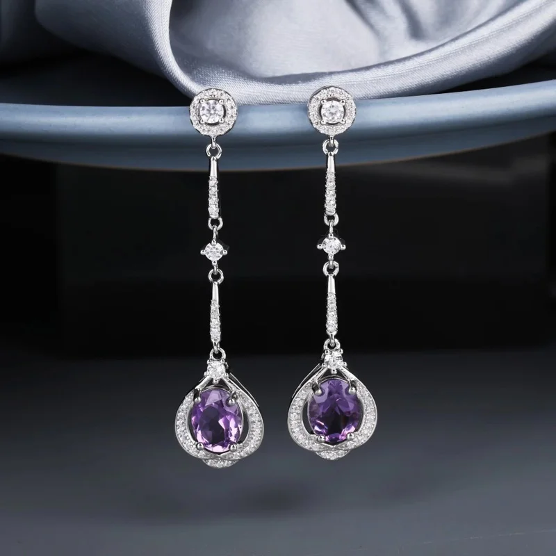 CSJ натуральная синяя серьга с топазом из стерлингового серебра 925 пробы аметист
