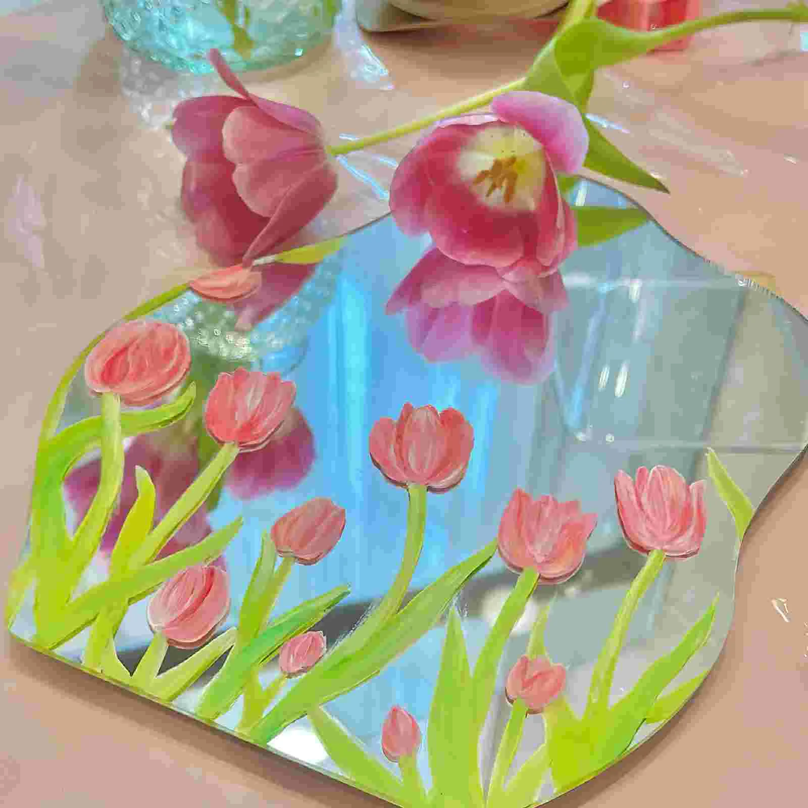 

5 Pcs DIY Wall Hanging Mirror Living Room Accessories Craft Students Makeup Vanity Acrylic Decorative Irregular