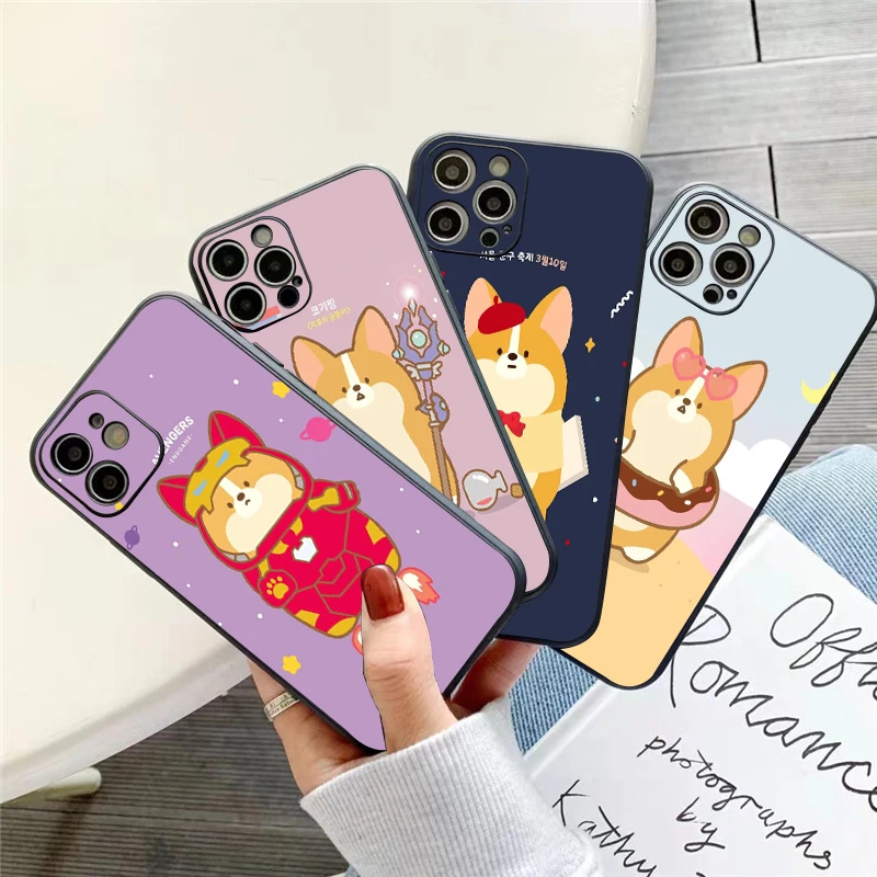 Чехол для телефона с мультяшной собакой корги силиконовый чехол iPhone 11 12 13 Pro Max Mini X