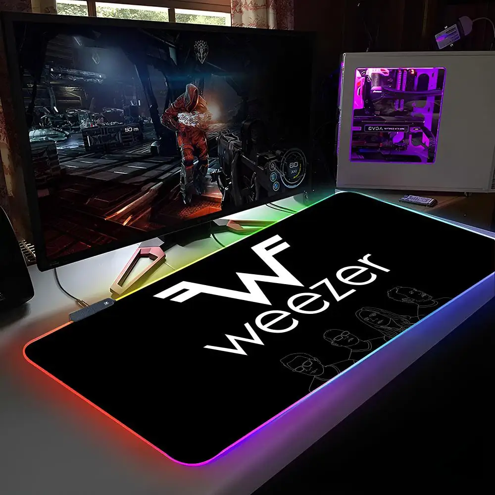 Фото Коврик для мыши Band W-Weezer с RGB-подсветкой, коврик для мыши для ноутбука, коврик для мыши для ноутбука, геймерский коврик для компьютерного стола, игровые аксессуары №5