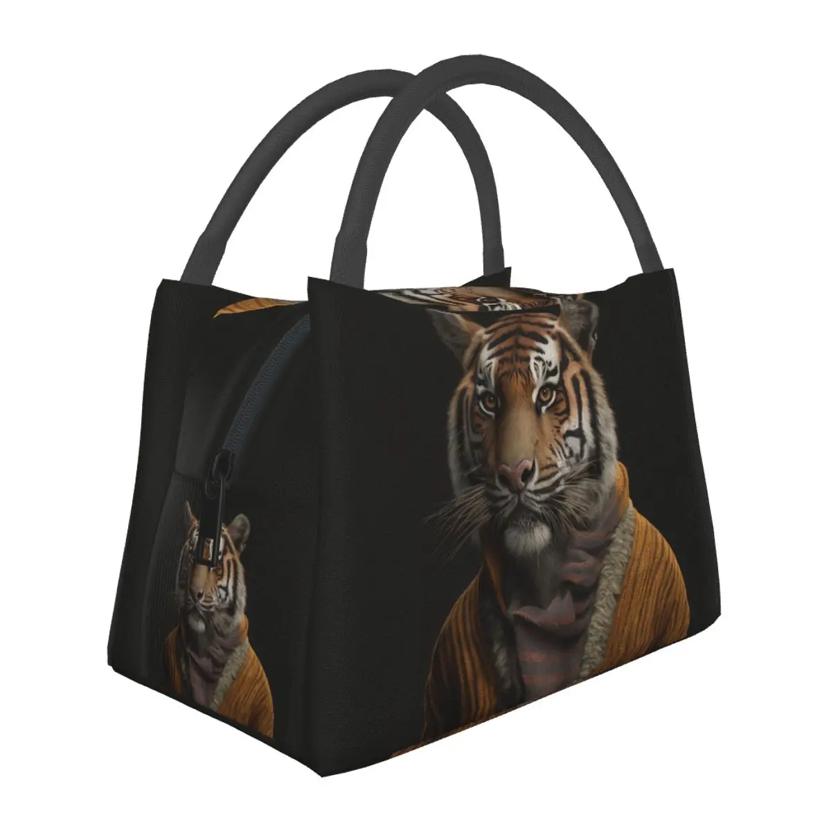 

Tiger Lunch Bag Amazing Portraits Dapper Clothing Portable Insulated Lunch Box Office Cooler Bag Oxford Thermal Tote Handbags
