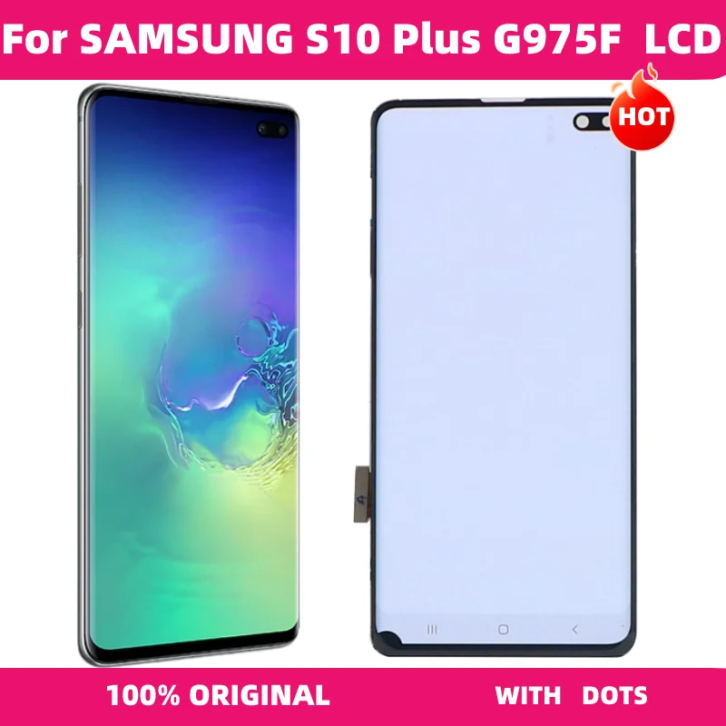 Original AMOLED S10+ LCD Display For Samsung Galaxy S10 Plus LCD G975 G975F G975F/DS Display Touch Screen Digitizer Replacement