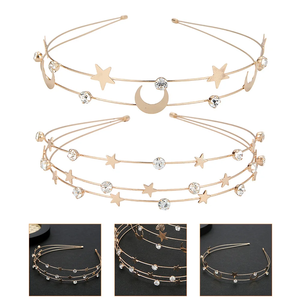 2 шт. ободок для волос со звездой и луной свадебный декор милые аксессуары женщин