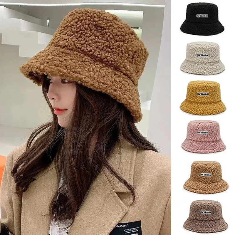 Купи Unisex Lamb Wool Faux Fur Bucket Hat Winter Warm Bucket Hats Lady Thicken Bob Panama Outdoor Fisherman Hat Caps Fishing Caps за 154 рублей в магазине AliExpress