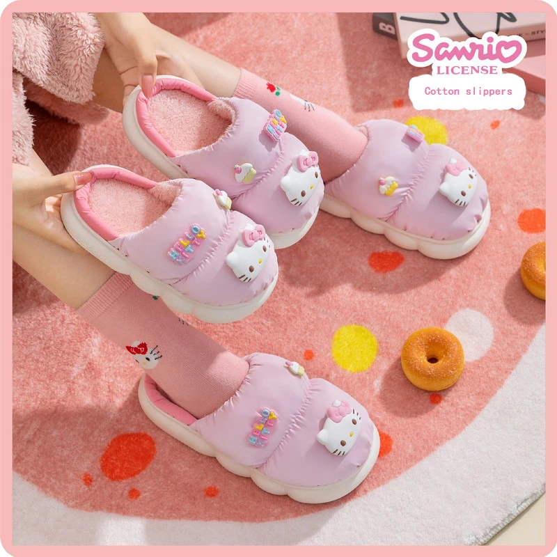 

Хлопковые тапочки Hello Kittys Sanrios Kuromi аниме осенне-зимние домашние тапочки для детей и родителей с милым мультяшным рисунком