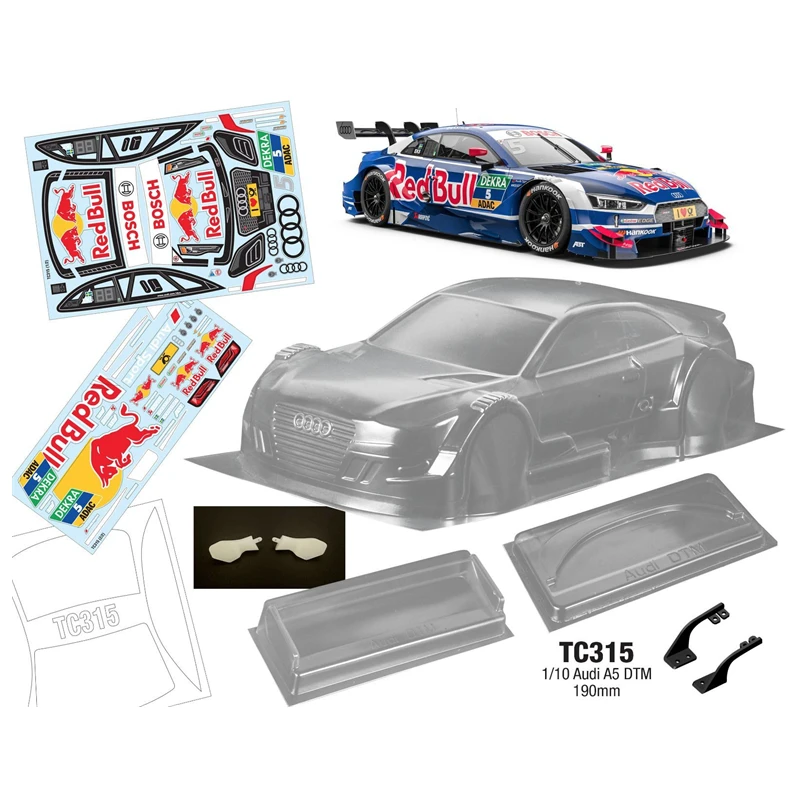 

Audi A5 DTM Clear Pc Body 190mm W/ Rear Wing Light Cup + Colorful Sticker Fit On Road 1/10 Rc Drift Car Model 260mm Wheelbase