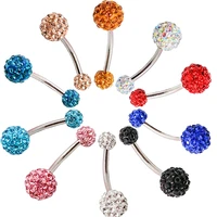 piercing nombril body piercing belly piercing titanium steel bling disco ball crystal belly button navel ring christmas gifts