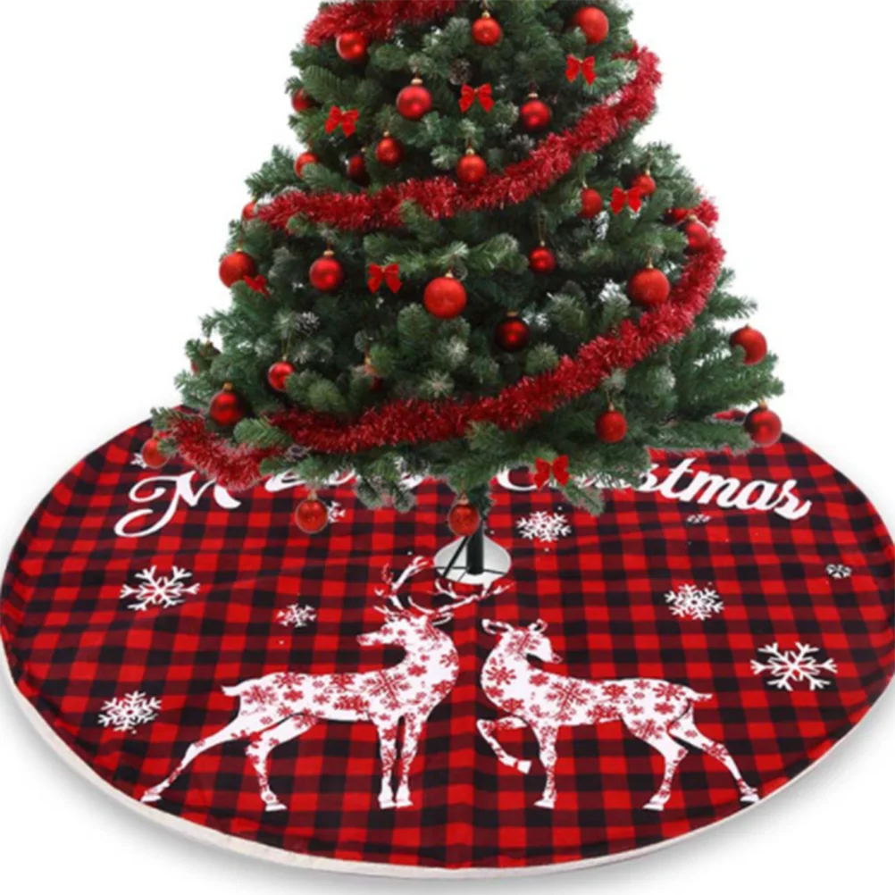 

120CM Christmas Tree Skirt Christmas Ornament Cartoon Elk Tree Skirt Festive Christmas Party Decoration