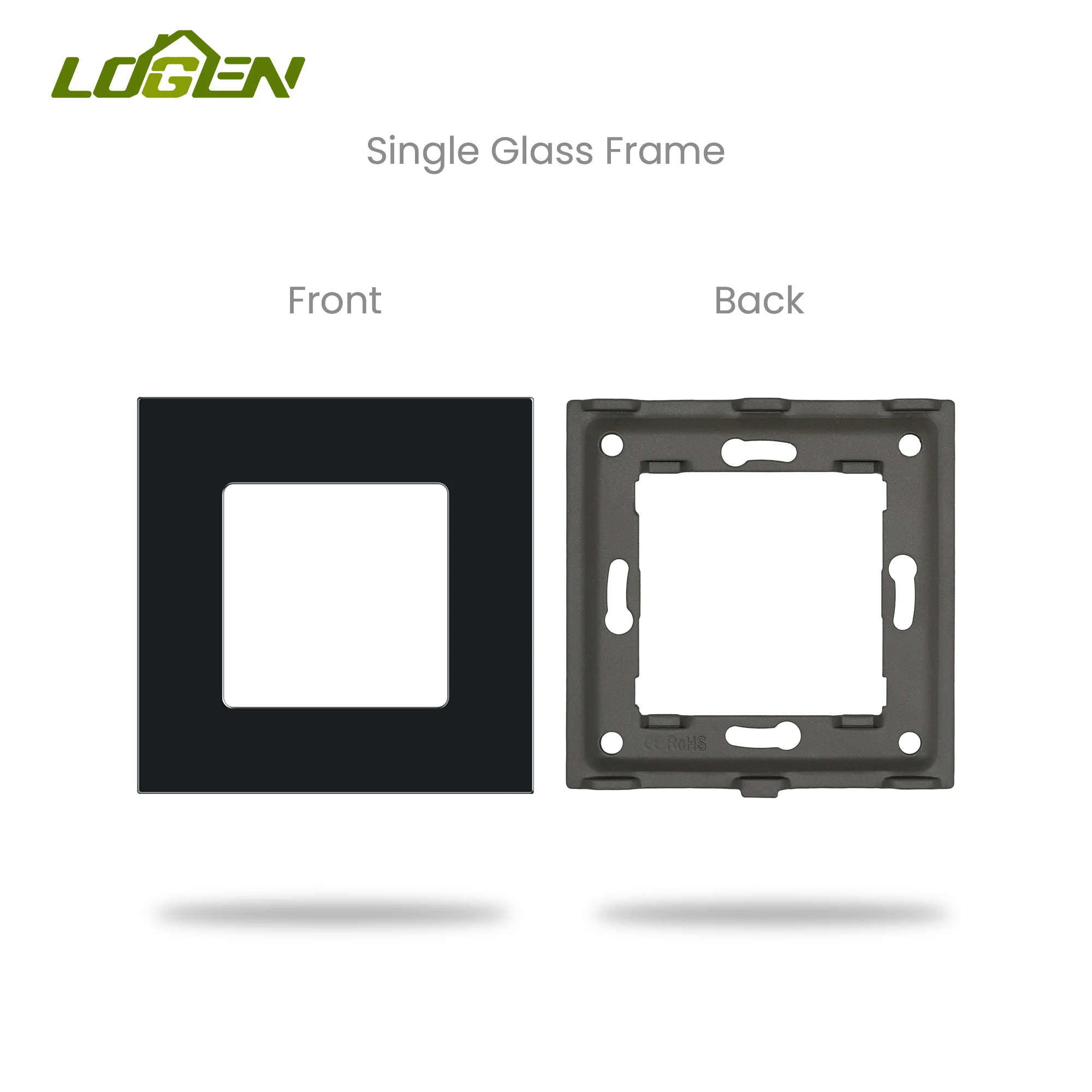Стеклянная панель с квадратным отверстием LOGEN для настенного сенсорного