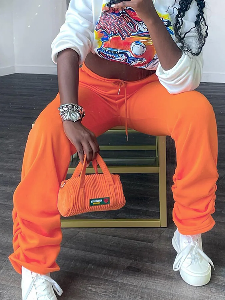 2023 Women's Fall And Winter New Fashion Print Camouflage Pocket Work Pants Flared Pants Women