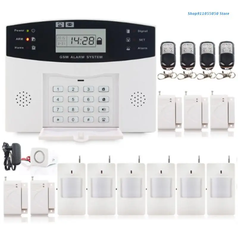 

C5AB Home Security Wireless GSM Remote Control LCD Display Door Sensor Alarm System Kit