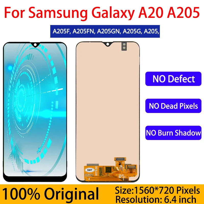 

6.4" Original AMOLED For Samsung Galaxy A20 A205 SM-A205F LCD Display Screen replacement for Samsung A20 A205 A205F display lcd