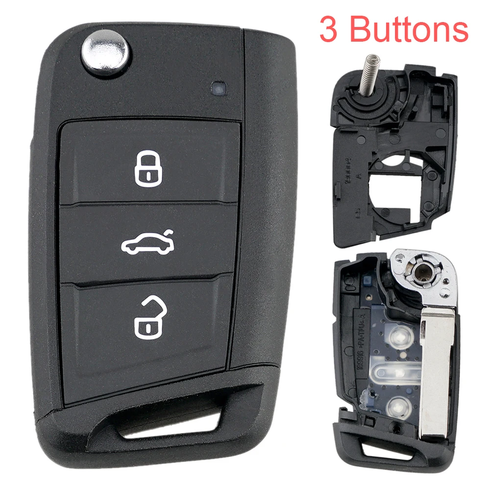 

3 Buttons Modified Folding Flip Remote Car Key Fob Fit for VW Golf 7 MK7 Octavia A7 Seat