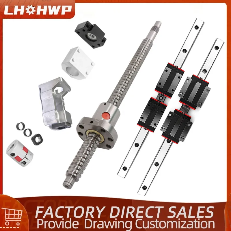 

BallScrew SFU2005/2004/2010 1250-2300mm HGR25 Linear rail HR25+BF15 HM15-86 for Nema 34 Motor seat+Coupler DSG20H for CNC Parts