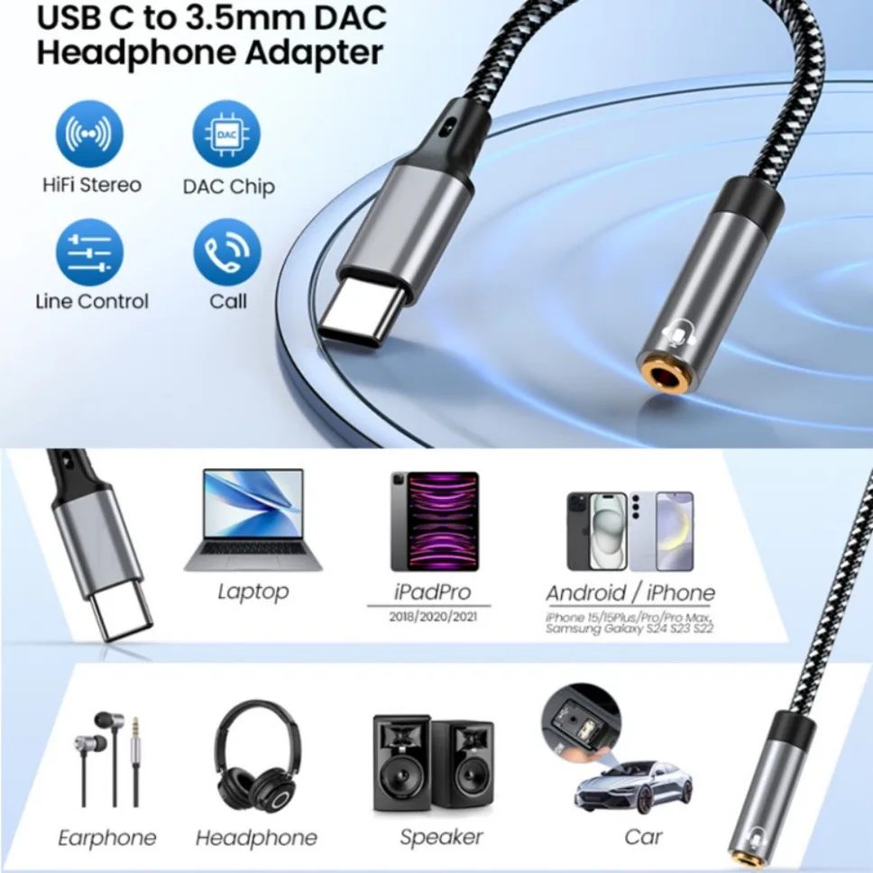 Адаптер Grwibeou с USB C на 3 5 мм Type AUX-разъем
