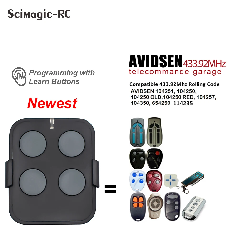 

Avidsen 114253 Garage Door Remote Control for AVIDSEN Extel Thomson 433.92mhz Rolling Code Door Command Handheld Transmitter