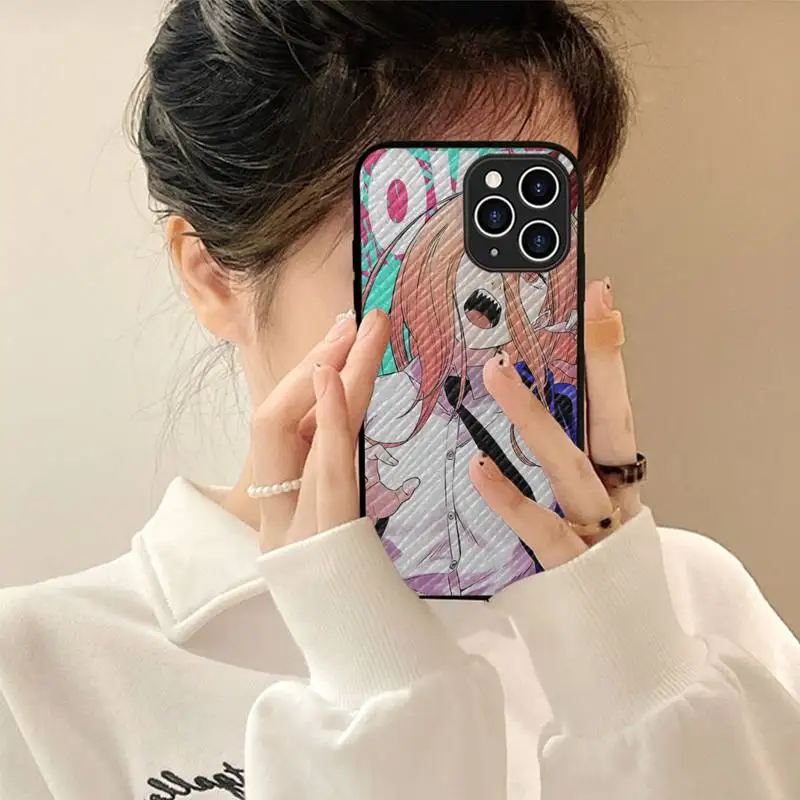 

Chainsaw Man Anime Makima Phone Case Hard Leather Case for iPhone 11 12 13 Mini Pro Max 8 7 Plus SE 2020 X XR XS Coque