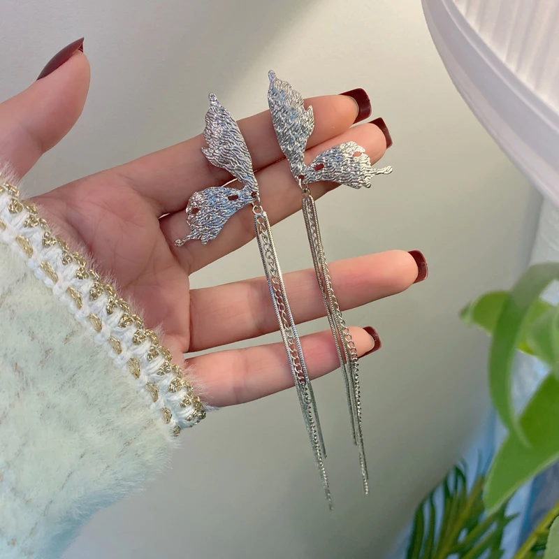 Серьги-кисточки с крыльями бабочки для женщин и девушек корейские длинные