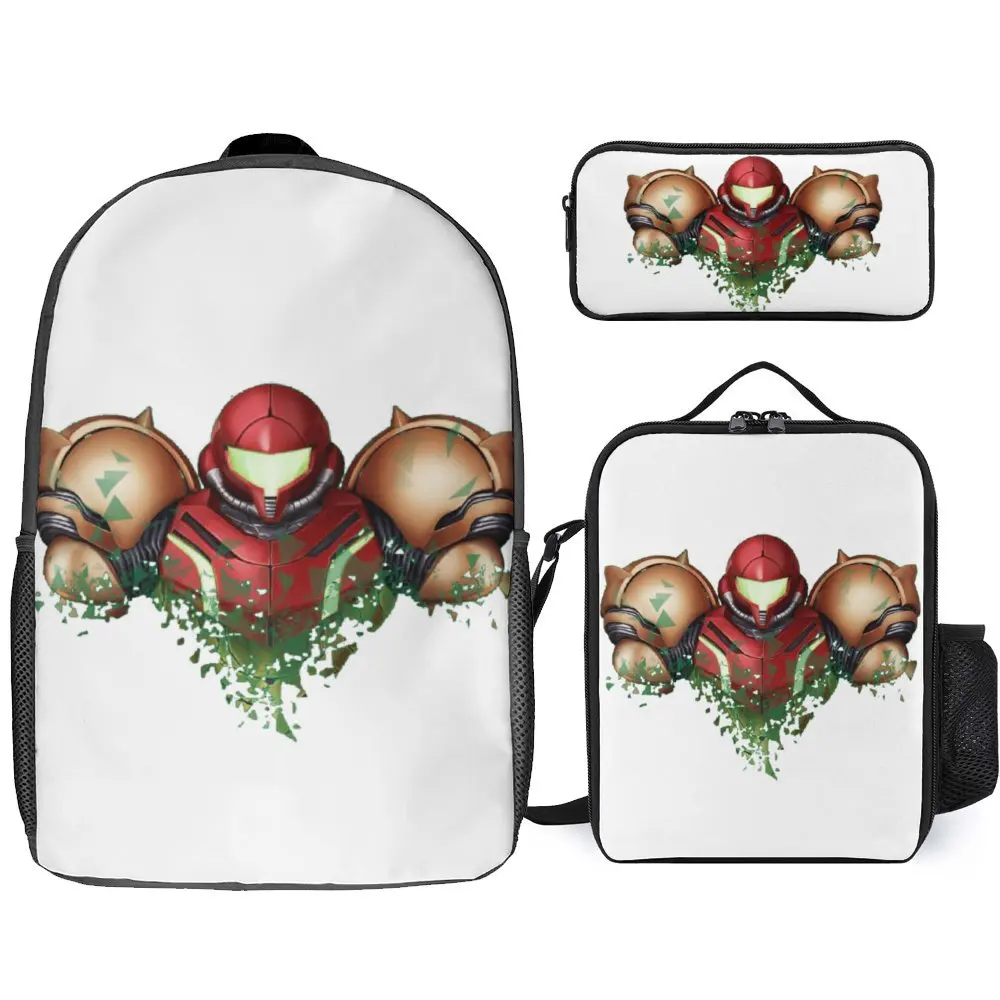 Набор Metroidss 3 в 1 17-дюймовый рюкзак сумка для ланча ручка школы графическое крепкое