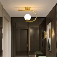 nordic golden ceiling lamp for cloakroom porch entrance simplicity glass ball luster chandelier indoor home decoration fixtures