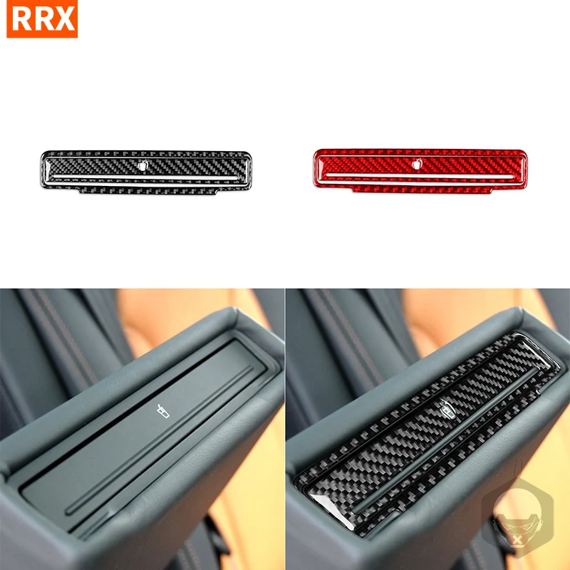 

For Audi Q7 2007 2008 2009 2010 2011 2012 2013 2014 2015 Rear Armrest Cup Holder Trim Real Carbon Fiber Car Interior Accessories