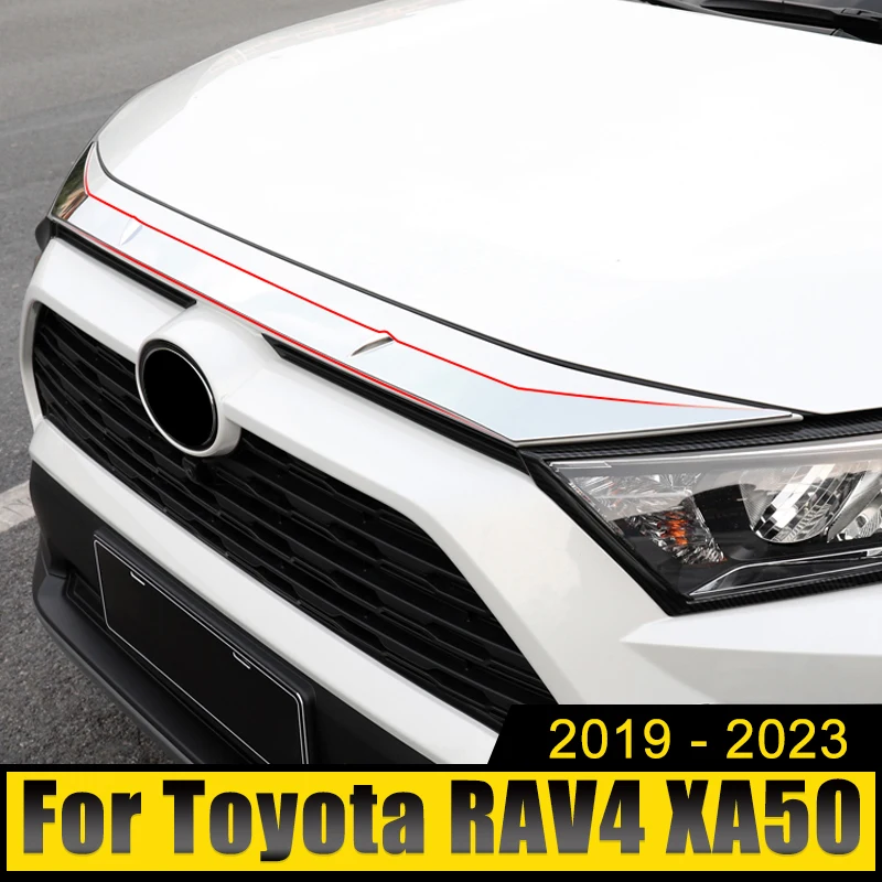 

For Toyota RAV4 XA50 2019 2020 2021 2022 2023 RAV 4 Hybrid ABS Car Front Engine Hood Moulding Cover Trim Sticker Accessories