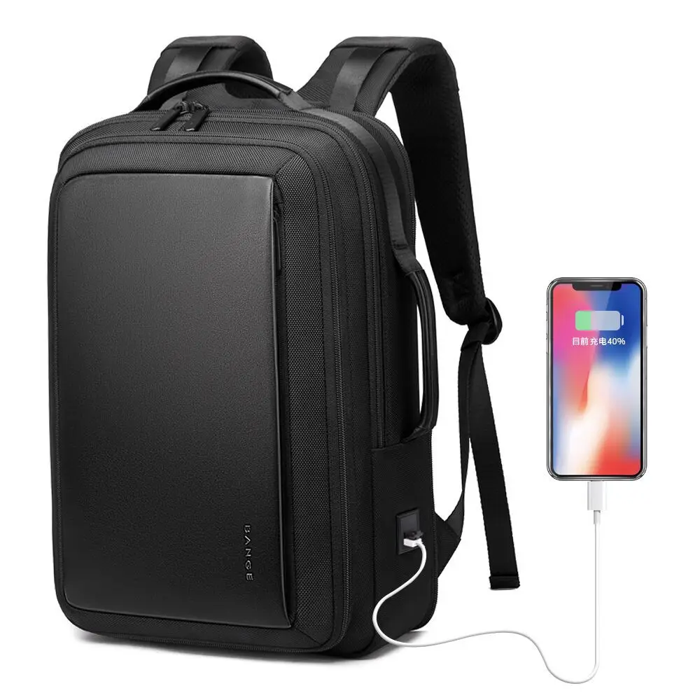 

Bange Fashion Men 15"Laptop Backpack External USB Charging Computer Backpacks Anti-theft Waterproof Travel Backpack for Unisex