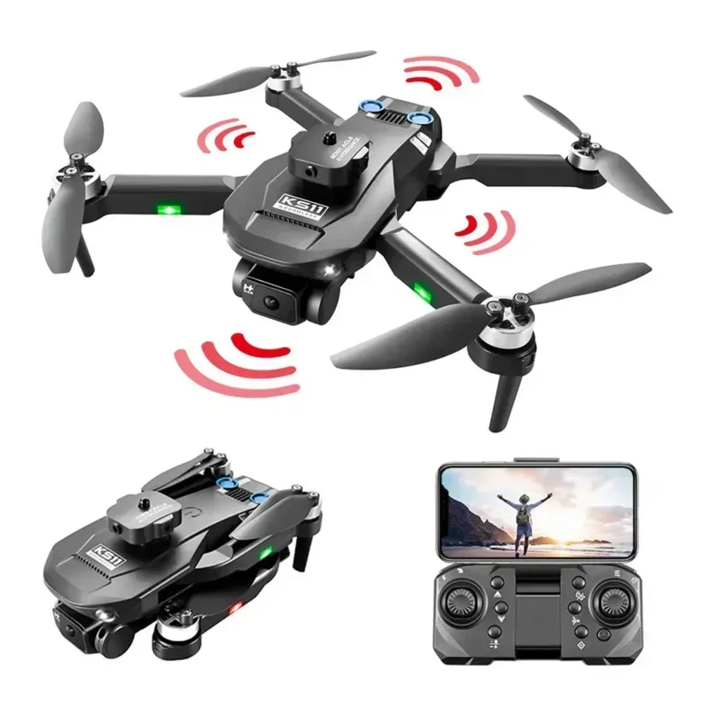 

HJ New KS11 Mini Drone 4K Professional 6K Dual HD Camera Obstacle Avoidance Optical Flow Brushless RC Dron QuadcopterToy