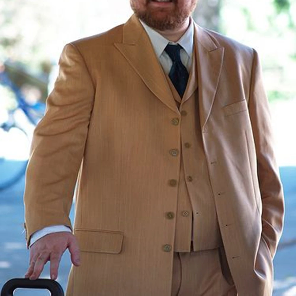 

Деловые мужские костюмы 2022, модный смокинг для жениха на свадьбу с пиковым отложным воротником, мужской индивидуальный костюм из 3 предметов, пиджак + брюки + жилет, блейзер