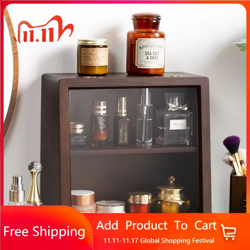 

Wooden Kitchen Storage Box Couvert Makeup Cosmetic Cabinet Organizer Cosmetic Closet Perfume Pantry Rangement Snack Box HX50ST