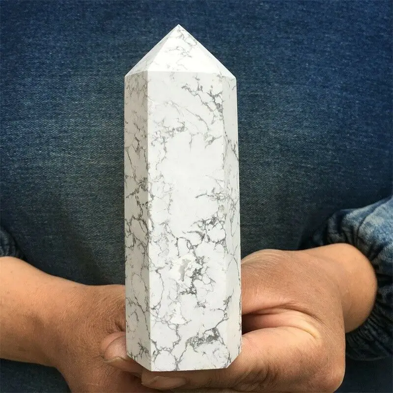 

NATURAL WHITE TURQUOISE COLUMN NATURAL ROUGH BRAZILIAN ICE CRYSTAL STONE BLOCK HOLE OFFICE DEGAUSSING ORNAMENTS