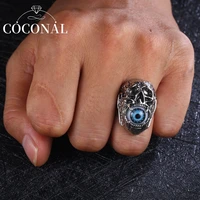 coconal mens punk skull evil eye ring gothic style hip hop riding bar party birthday gift jewelry band for husband