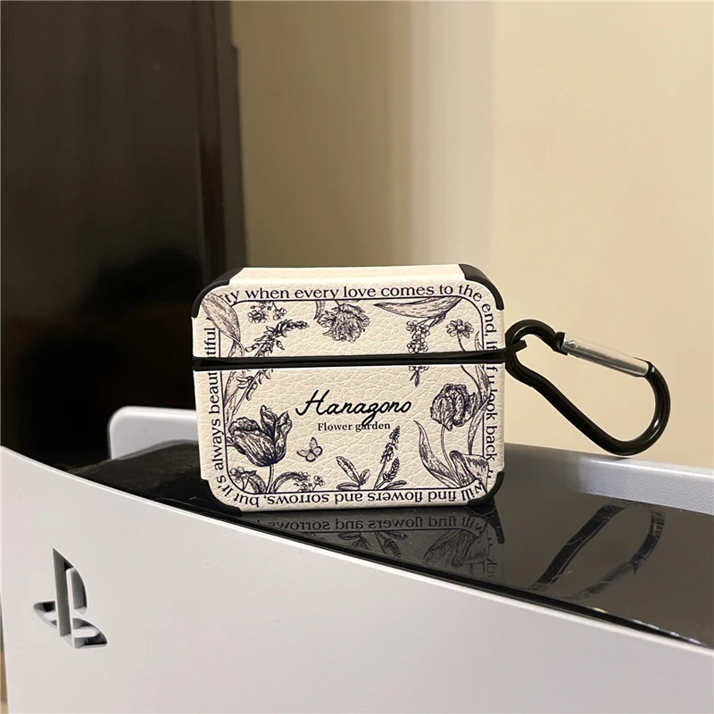 Кожаный чехол для наушников Ins AirPods Pro в стиле ретро с масляным рисунком роз 2/3