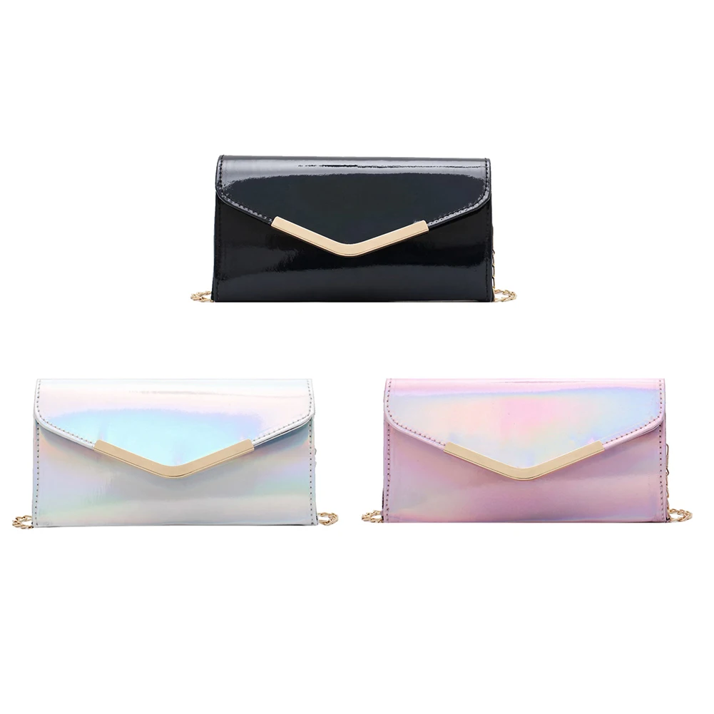 

Сумки на плечо из искусственной кожи с лазерным рисунком, Женская голографическая Сумочка через плечо с цепочкой с клапаном, мессенджер на ...