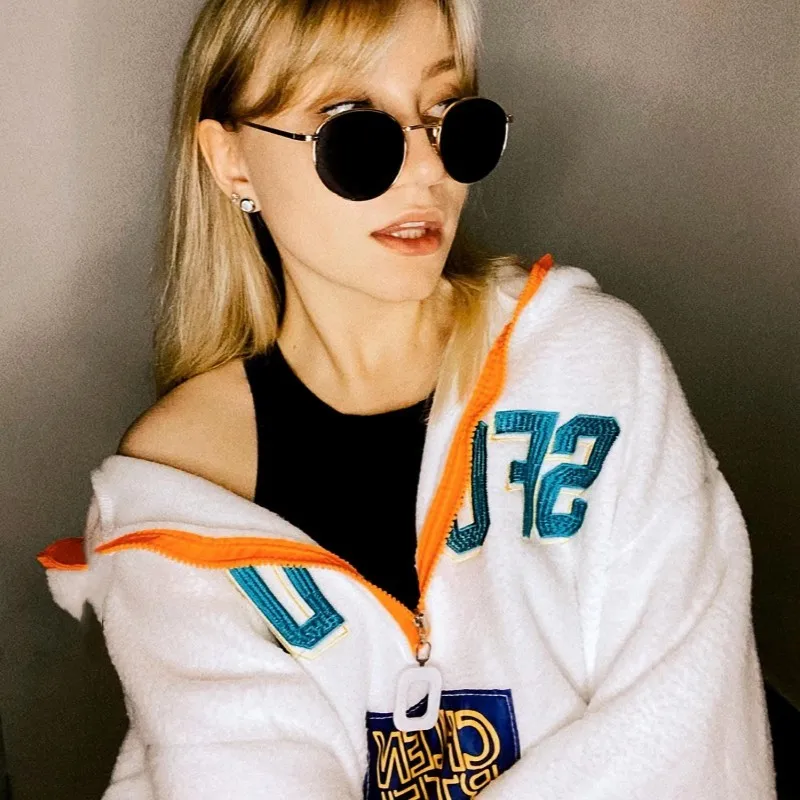 

Vintage Letter Embroidery White Sweatshirt Hoodie Women 2022 Winter Warm New Hip Hop Streetwear Wome Oversize Hoodien