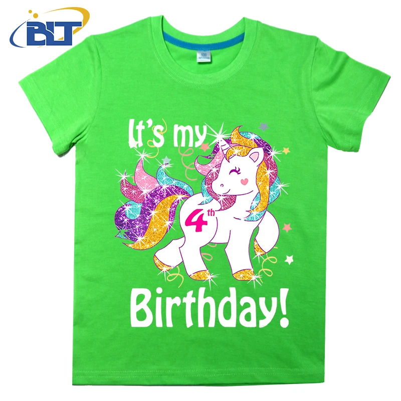 Детская футболка с принтом мой день рождения и единорогом для девочек 4 лет