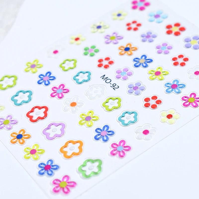 Красочные желейные Звезды Любовь Сердце наклейки для ногтей 5D тиснение цветы