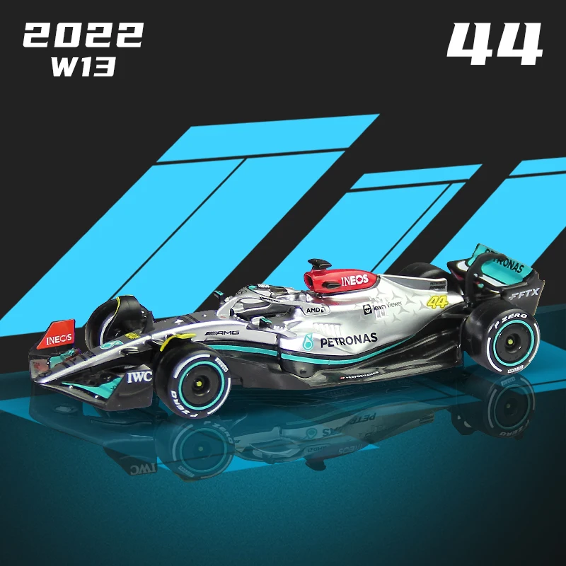 

Bburago 1:43 2022 F1 Mercedes-AMG W13 #44 Hamilton #63 Russell Formula Racing Team Diecast Alloy Car Model Toy Collection Helmet