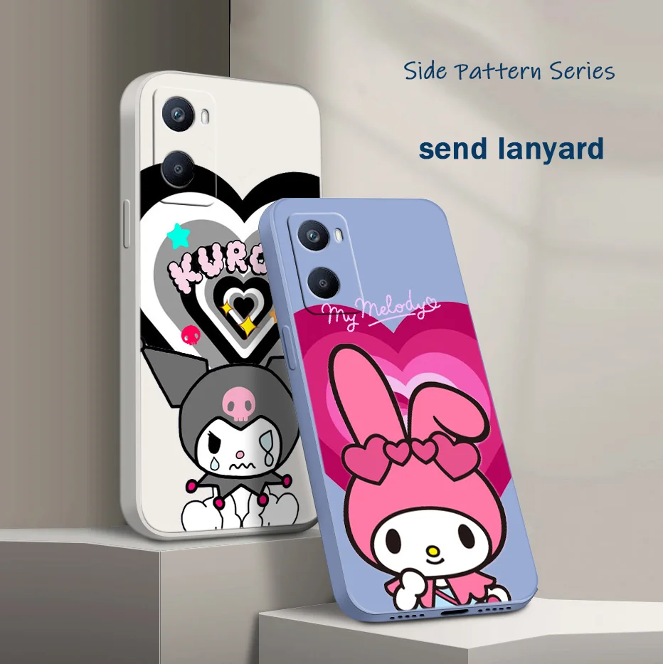 

Melody Kuromi Clear Anime Phone Case For OPPO Realme 9i 8i 8 7i 6i 6s 5i C21 C17 C11 C2 Pro Plus Liquid Rope Funda Cover