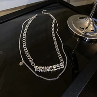 titanium steel star letter pendants necklaces for women simple niche design personality clavicle chain double layer accessories