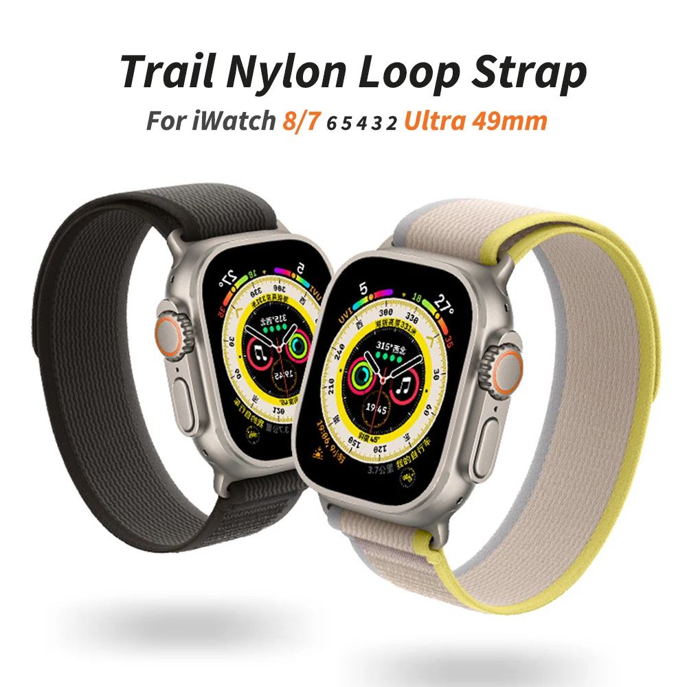

Ремешок для iWatch 8 45 41 мм 7 6 5 3 se 44 мм 40 мм 42 мм 38 40 мм, нейлоновый, 49 мм