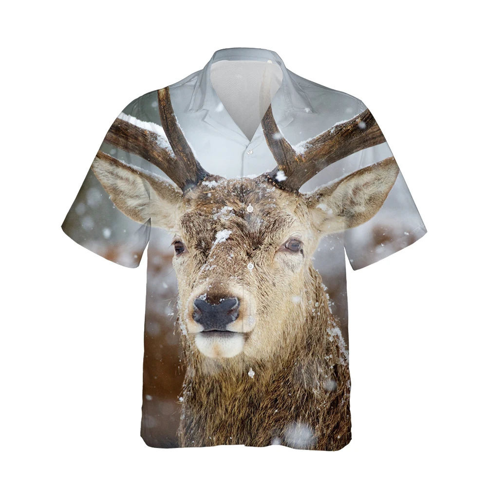 

Jumeast 3d Cute Deer Bucks Printed Hawaiian Shirt Men Short Sleeve Vintage Street Fashion Shirts Casual Loose Tops Menswear 5XL