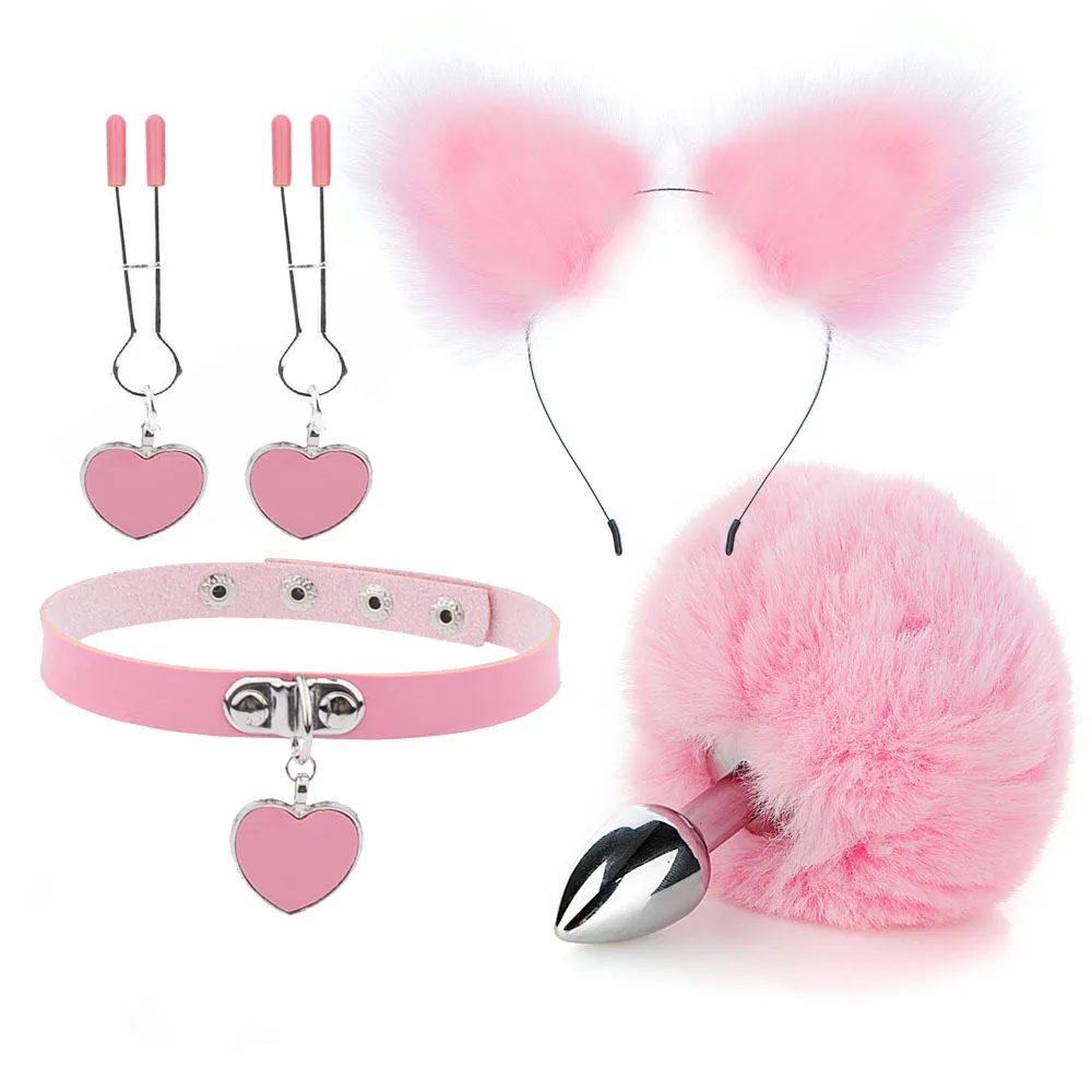 Кролик с коротким хвостом Анальная пробка искусственная задница Sm набор