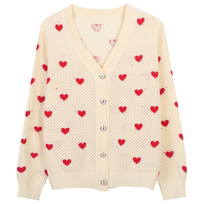 

2022 New Sweater Cardigans Women Sexy V-Neck Knit Tops Heart-Shaped Knitwear Casual Jersey Japanese Korean Fashion Clothes ins