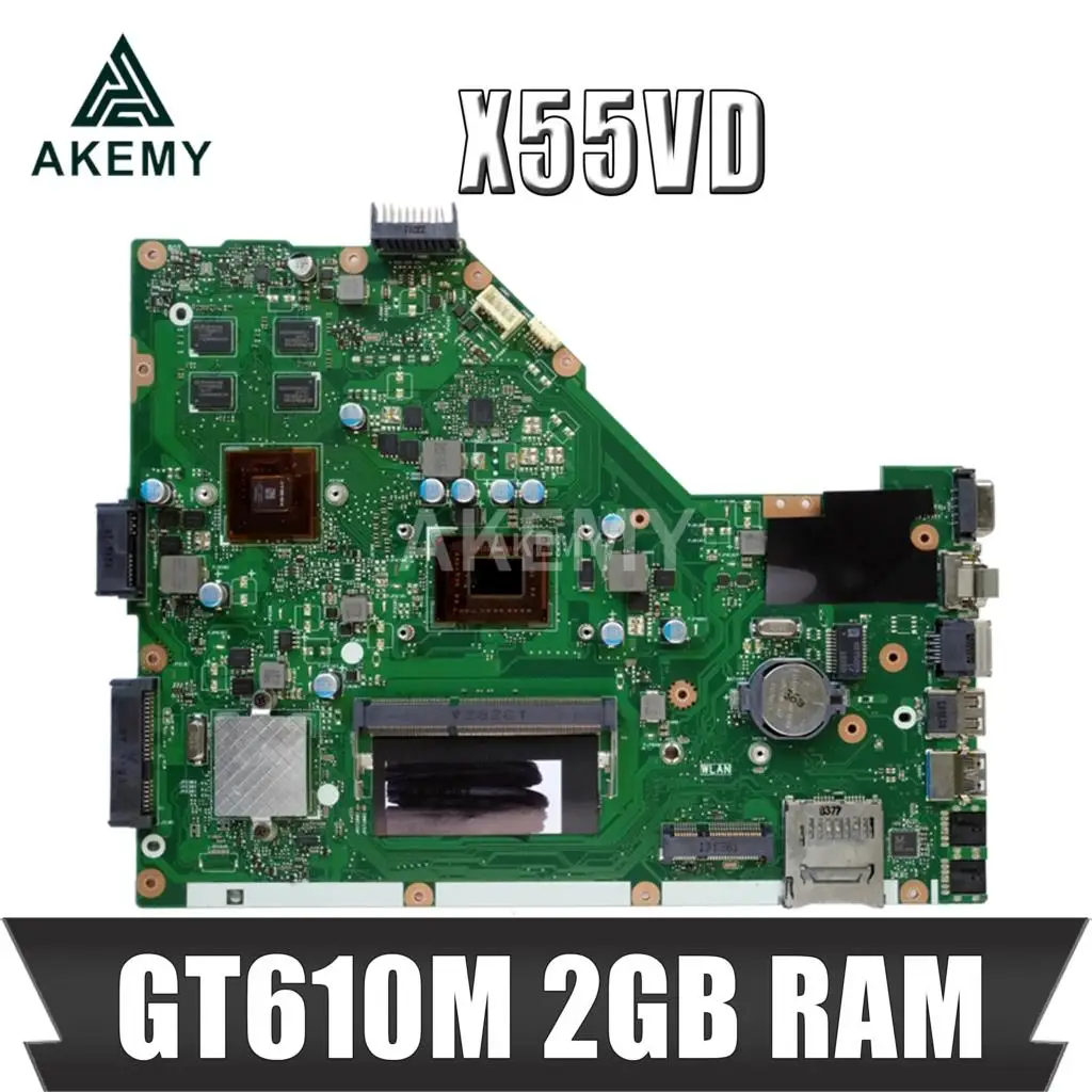 

Akemy X55VD Laptop motherboard For Asus X55VD X55V X55 Test original motherboard REV2.1/REV2.2 GT610M 2GB RAM