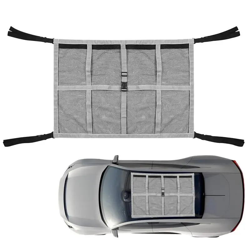 

Двухслойная Автомобильная потолочная сетка для груза, карманный автомобильный органайзер для хранения на крыше, несущая сетка для грузовиков, внедорожников, аксессуары для интерьера