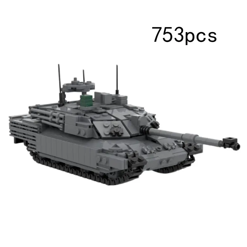 Фото Конструктор MOC 753 детали: Современный основной боевой танк, сборная модель из мелких деталей, коллекционная игрушка-украшение с антенной №2