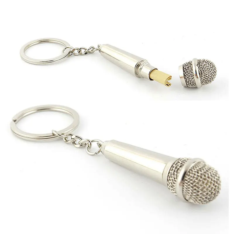 

New 200pcs Microphone Keychain Cute Design Music Gifts Key Chain Key Ring Keychain Fashion Jewelry Key Chain Trinkets